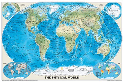 National Geographic World Physical Wall Map (45.75 x 30.5 in) (National Geographic Reference Map)