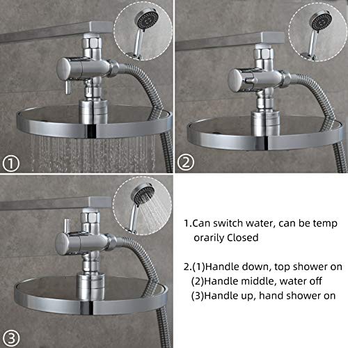 Tecmolog DSF012 Diverter Valve Shower 3 Way 1/2 Inch Brass Shut-Off Valve Shower T Adaptor for Hand Shower Chrome - Image 4