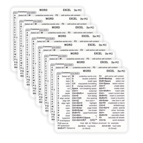 Word & Excel Shortcut Stickers for Keyboard – Microsoft Office Hotkey Labels, Laptop & Desktop Keyboard Shortcuts, Compatible with Windows, Study & Work Productivity Reference Guide (8, Clear)