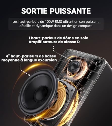 Edifier M90 2.0 Enceintes Bibliothèque Hi-FI sans Fil,100W RMS, Noir - 4