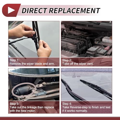 Image of Windshield Wiper Motor for Hyundai Elantra 2009-2012 for Hyundai Santa Fe 2013-2018 Front Windscreen Wiper Motor Replacement No.981101H000 5 Pin