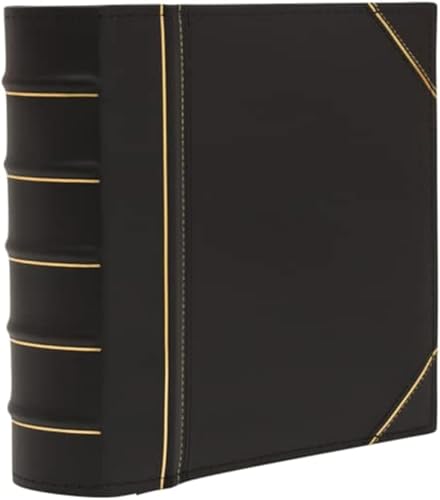 Miniatura 5 de Carpeta ejecutiva cuero inglés costura a mano y lomo acanalado resistente 3 pulgadas 3 anillos en D con buster negro y dorado 3 pulgadas