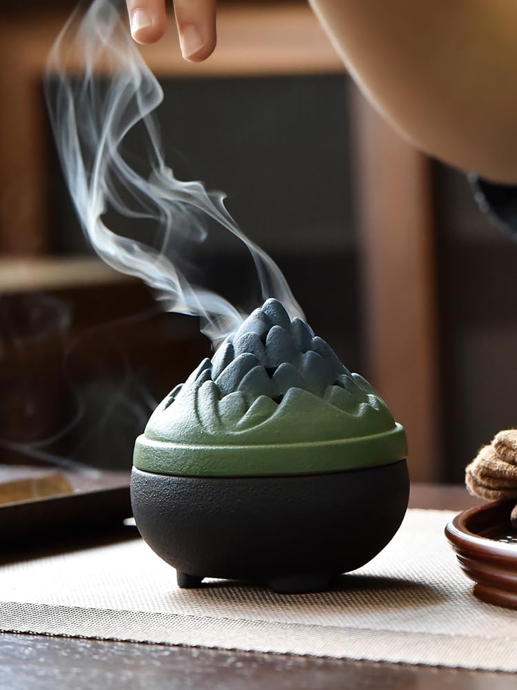 Portaincenso di Buddha Bruciatore di incenso in ceramica Incenso for interni Scatola in legno di sandalo di agar for bruciatore for aromaterapia dell'aria purificante del Buddha Arredamento termale (