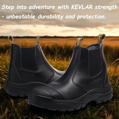 Black 6“ Men's Work Boots Soft Toe/Composite Toe Water Resistant Slip Resistant Anti-Static Comfortable Corrected leather Boots4