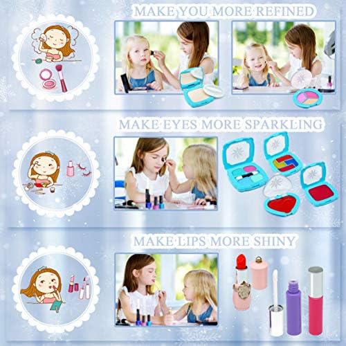 Kids Makeup Sets For Girls - Frozen Teenage Washable Make Up Starter Kit, Childrens Princess Pretend Play Games Toys Presents, Little Girl Birthday Gifts Set For Age 3 4 5 6 7 8 9 10 11 12 Year