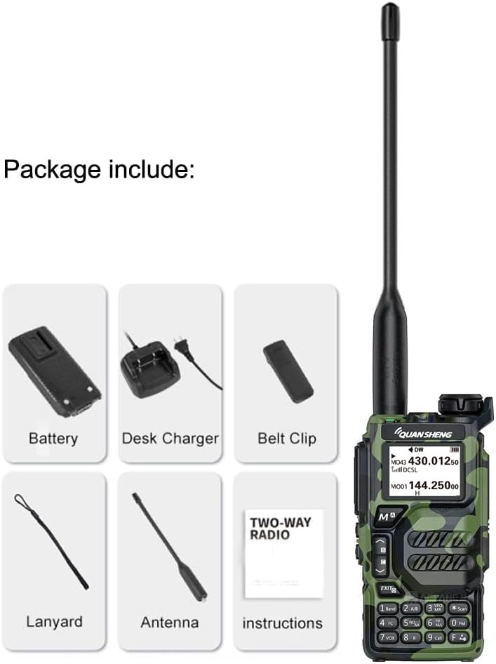 Quansheng UV-K5 Camouflage Tarnmuster Tragbares Dual-Band Zweiwege-Funkgerät (VHF/UHF) 5W FM Walkie Talkies (Grass Camouflage) – Bild 6