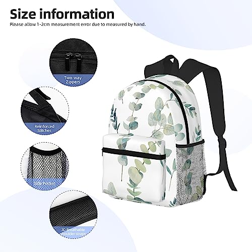 Sac à dos tendance imprimé feuilles d'eucalyptus WURTON polyvalent noir voyage sport travail - 5