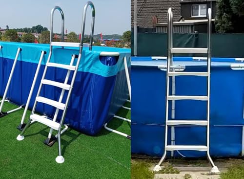Escalera para piscina elevada de 4 peldaños acero inoxidable miniatura 2