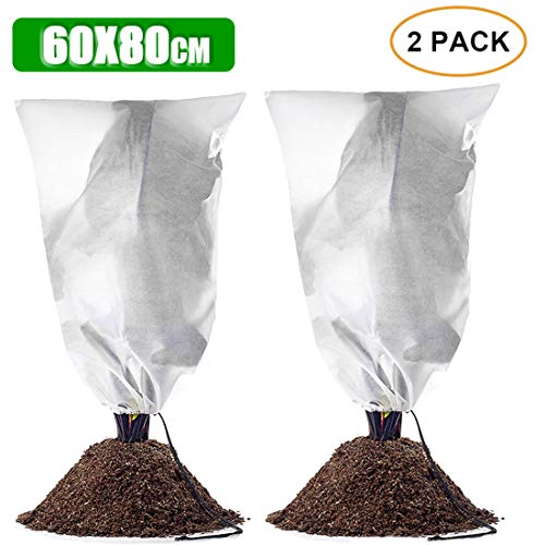 Preisvergleich Produktbild Zaloife Winterschutz Kübelpflanzensack, Frostschutzhaube für Pflanzen, Pflanzen Wintervlies Haube, Frostresistenter Schutzhauben für Kübelpflanzen und Rosen, Stark, Atmungsaktiv, Waschbar, 60 x 80 cm