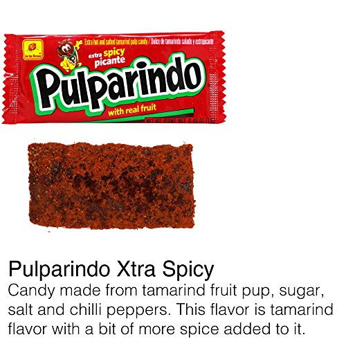 Pulparindo Assortment Variety Mix (25 count total). Contains Pulparindo Chamoy, Pulparindo Sandia, Pulparindo Mango, Pulparindo Spicy and Original Pulparindo Tamarind