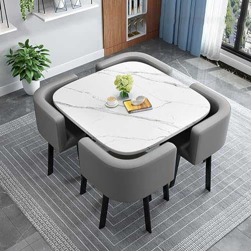 Juego de mesa de comedor que ahorra espacio para 4 mesas de cocina redondas y cuadradas compactas y sillas para espacios pequeños, juego de comedor perfecto para apartamentos, cenas y cocinas