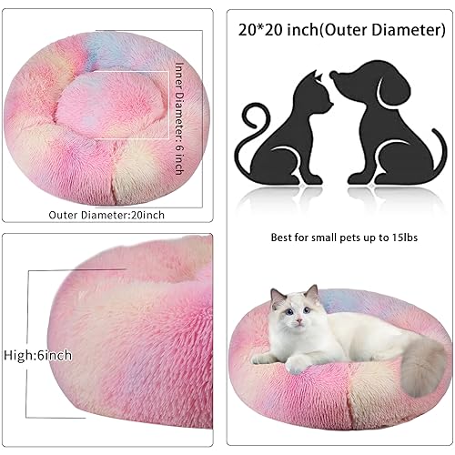 Nisrada Katzenbetten für Indoor-Katzen, 50cm, Hundebett für kleine Melium-große Hunde, waschbares, rundes Haustierbett für Welpen und Kätzchen, mit Rutschfester Unterseite