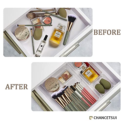 24 Pcs Drawer Organizer Set Clear Plastic Drawer Organizer Trays With Non-Slip Silicone Pads, 5-Size Desk Drawer Organizers And Storage Bins For Makeup, Jewelry, Bathroom, Office And Kitchen #TOP5