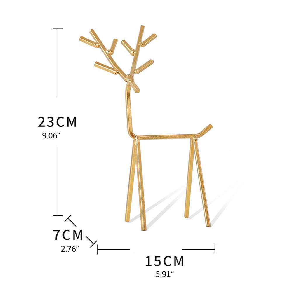 Misright 3D Golden Deer Jewelry Display Stand,Jewelry Hanging Tree Stand Metal Holder Display Organizer Rack Geometric Deer Ring Earrings Organizer Tree