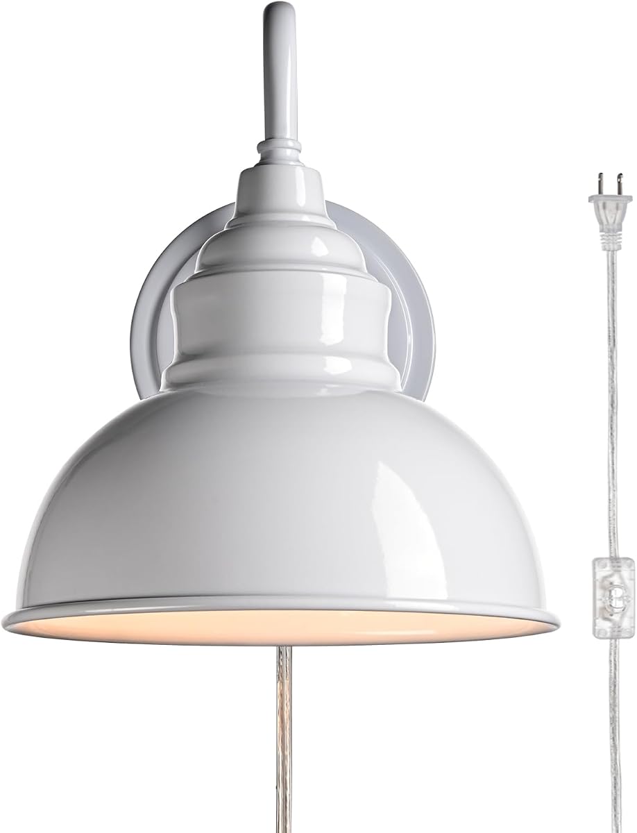 Mini Gooseneck Wall Sconce, 2-Way Mount with Switch, Bright White | Flexible Gooseneck, Plug-in & Hardwired Dual Installation, On/Off Switch Included, Fits Bedroom, Corridor, Porch