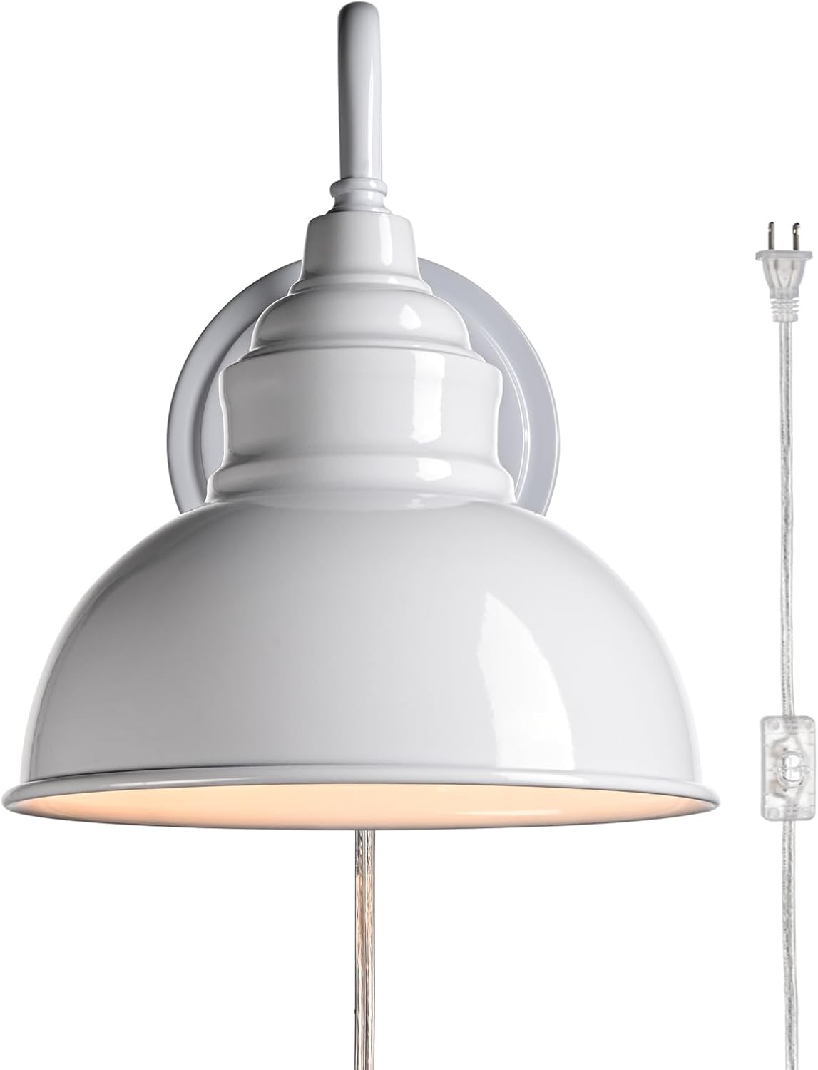 Bright White Modern Wall Light Fixture Plug-in Wall Sconce 7-inch Gooseneck Wall lamp for Bedroom Living Room Porch Entryway Garage