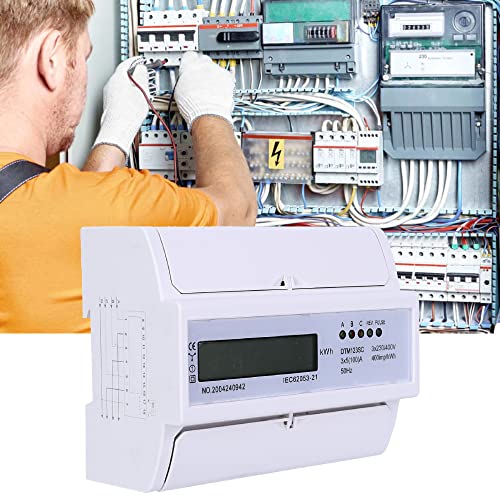 Image of 3 Phase 4 Wire Energy Meter 230 /400V 5-100A Digital Electric Power Meter Energy Consumption KWh Meter Rail Type Installation 35mm