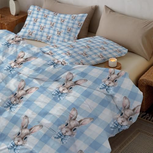 Parure de lit 140x200cm certifiée Oeko-Tex crème housse de couette lapin - 5
