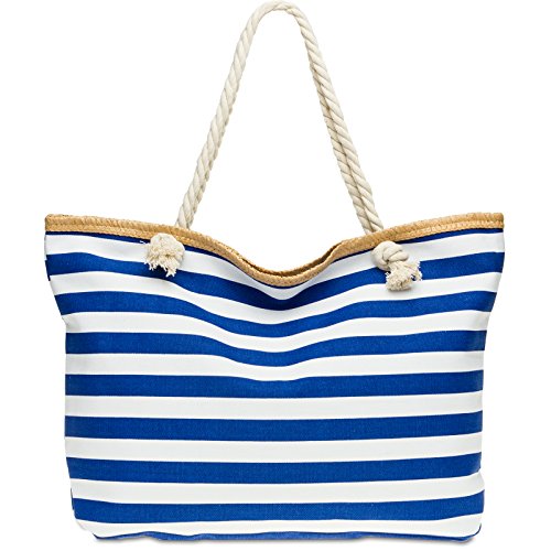 Caspar TS1025 große XXL Damen Marine Strandtasche, Farbe:blau, Größe:One Size