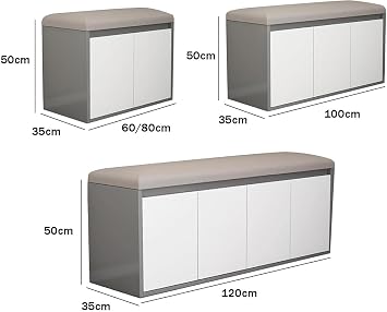 Shoe Storage Bench with Flip-Top Compartment Entryway Bench with Padded Cushion, Shoe Cabinet Bench for Living Room & Bedroom(Size:60x35x50cm,Color:Cream Khaki)