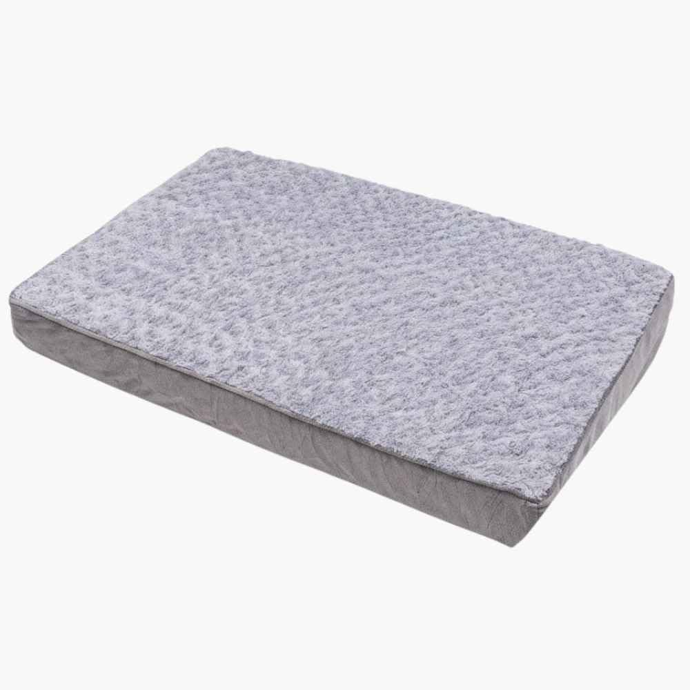 Cama Pet Ortopedica Grande Colchonete Duke & Dixie Espuma Casca de Ovo 89x58cm Memoria Foam Pelucia Lavável com Ziper Antiderrapante Luxo Premium para Caes (Cinza)