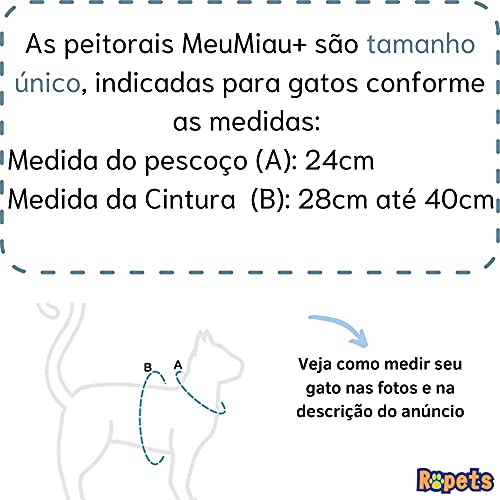 Peitoral Style Para Gatos Segura Com Guia MeuMiau Chique (Médio)