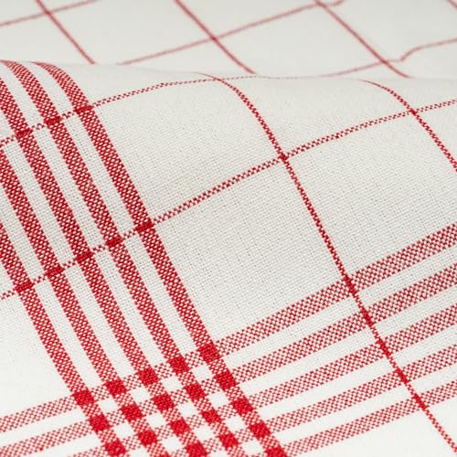 Image of Red Cotton Tea Towels - 6 Pack, 100% Cotton, Checkered Pattern, Lint-Free, Hanging Loop, Extra Large Size and Highly Absorbent Kitchen Towels (Red)