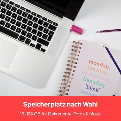 Verbatim Clé USB Pinstripe 32Go I USB 2.0 I Memory Stick USB I pour Laptop Ordinateur Portable ultrabook TV autoradio I Stick USB 2.0 I Clé USB avec mécanisme Poussoir I Rose Fuchsia