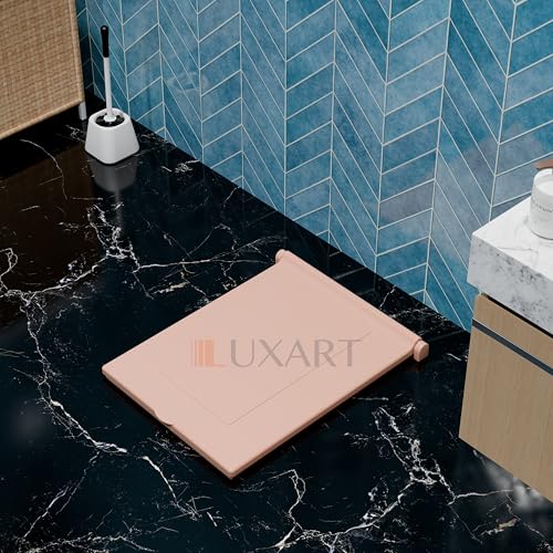 Image of LUXART Indian Toilet Cover Square 56L x 42W | Pink 21 Inch Orissa Pan Toilet Seat Cover | PP Commode Lid with Easy Installation Kit | Pink Finish | 2 Year Warranty
