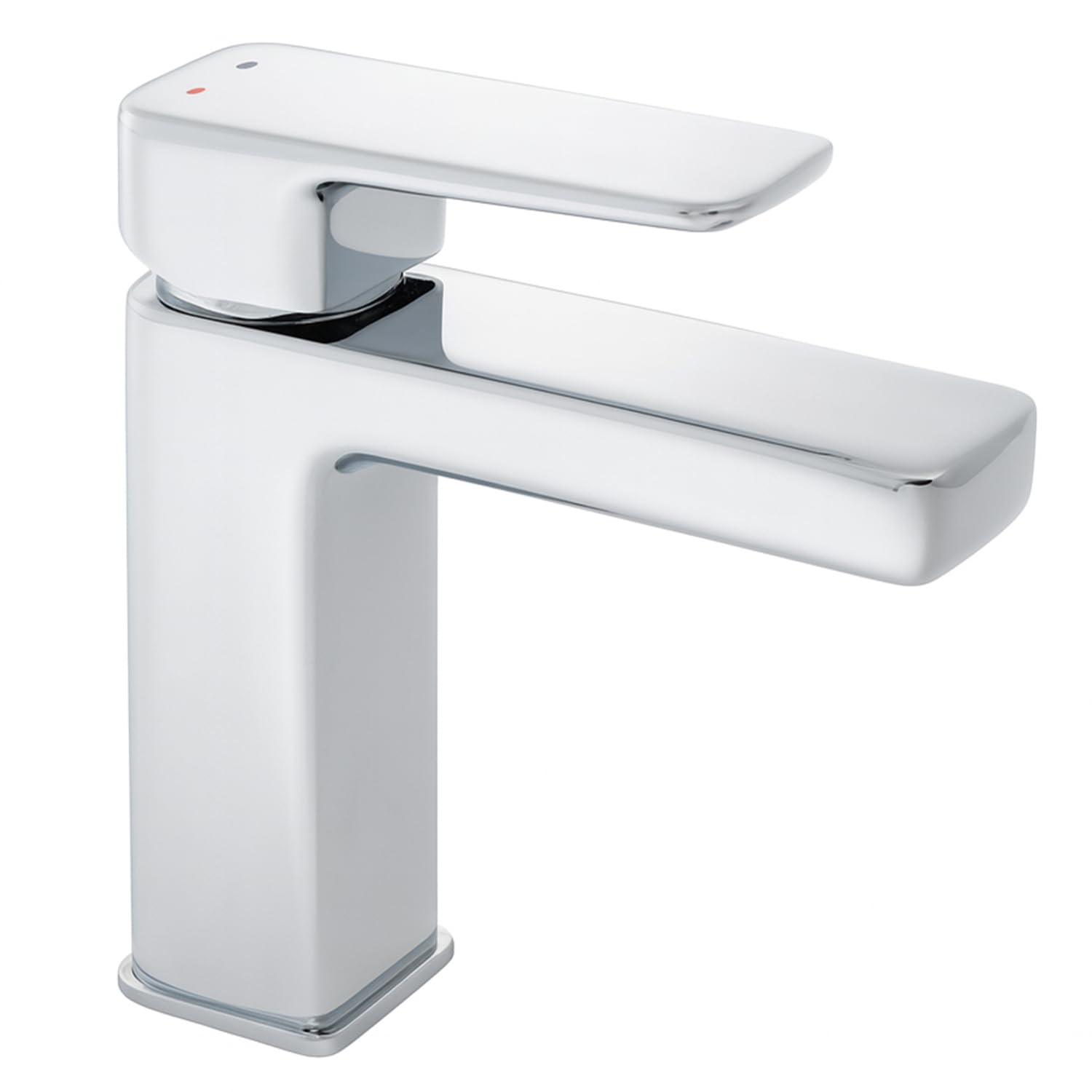 Mitigeur monocommande pour lavabo de salle de bain design carré moderne en laiton poli