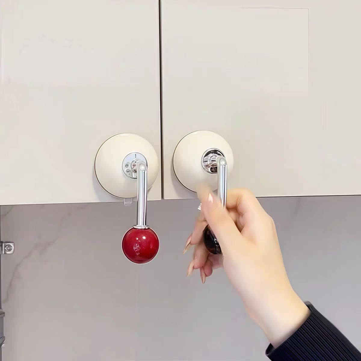 LIyun&Hang 2Pack Suction Cup Handles - No Drill Cabinet Door Pulls for Bathroom Sliding Door, Kitchen Cabinet, Wardrobe & Drawers Strong Adhesive Grips - Easy Install Home Upgrade Accessories (type-2)