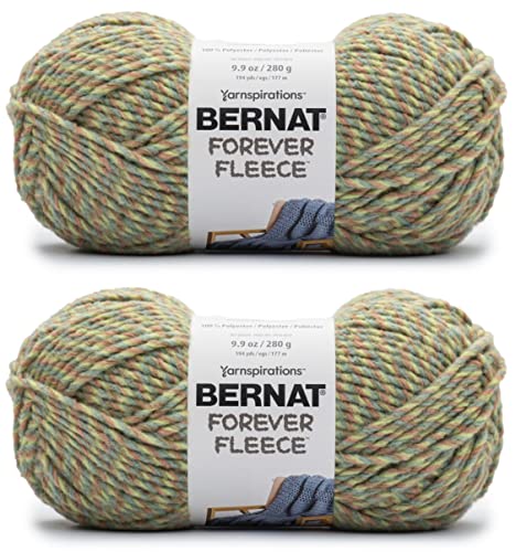 Image of Bernat Forever Fleece Croton Green Yarn - 2 Pack of 280g /9.9oz - Polyester - 6 Super Bulky - 194 Yards - Knitting /Crochet