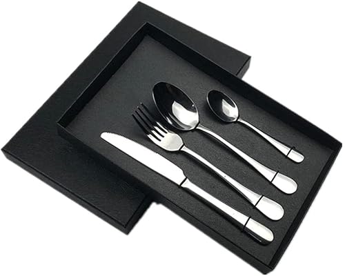 Cubiertos Juegos de Cubiertos Juego de 4 Piezas de 16 Palos Cuchillos de bistec de Acero Inoxidable Tenedores Cuchara Juegos de Cubiertos Mixtos Cubiertos de Comida Occidental Vajilla Juegos de