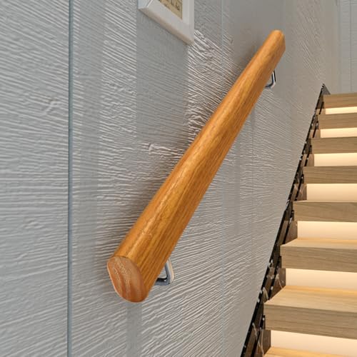 Rampe d'escalier en bois de 180 cm, main courante murale noble avec kit