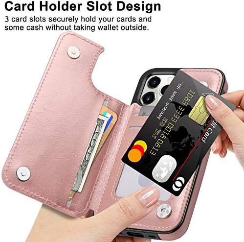 Coolden for iPhone 11 Pro Max Case Wallet Case Shockproof Case with Card Holder Slot Flip Folio Soft PU Leather Magnetic Closure Protective Case Cover for iPhone 11 Pro Max 6.5 inch (Rose Gold)