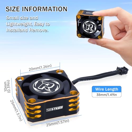 Image of Surpass ESC Cooling Fan 25x25mm 32000RPM /8.5V Metal Cooling Fan Turbo ESC Heat Dissipation for 1 /10 1 /8, 1 /12 RC Car TS120 TS160 TS120V2 TS160V2 (Black+Orange)