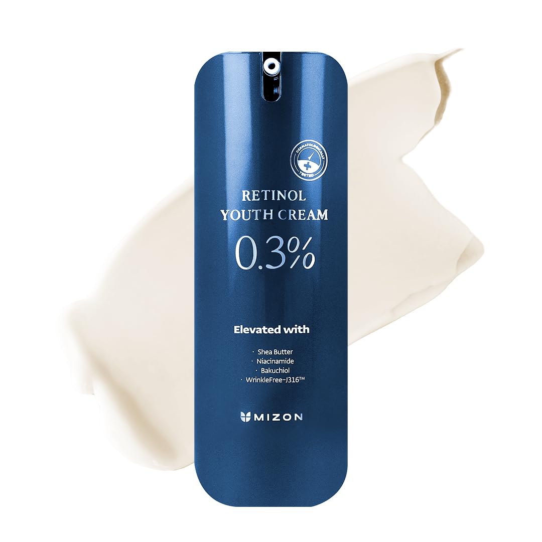 MIZON Retinol Youth 0.3% Retinol Cream with Shea Butter, Peptides, Niacinamide, Bakuchiol Korean Skincare for Fine Line Care - 26 g