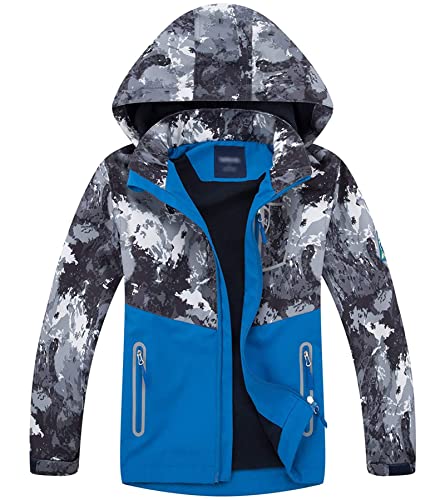 LAUSONS Chaqueta Impermeable para Niños – Cazadora Cortavientos Niño Estampado Militar Gris 7-8 años Tamaño 130