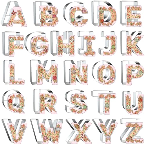 4 Inch Alphabet Letter Cookie Cutter Set - 26 Pcs Extra Large Xzhloym Cookie Cutters Shapes Biscuit Fondant Baking Molds for Christmas New Year Birthday Holiday Party Decorations - Stainless Steel by Xzhloym - Used condition - US$29.70
