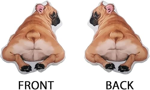 Miniatura 2 de WIRESTER Almohada de terciopelo de forma suave de 9.84 pulgadas, almohada de sofá, cojín decorativo para oficina en casa, perro bulldog inglés