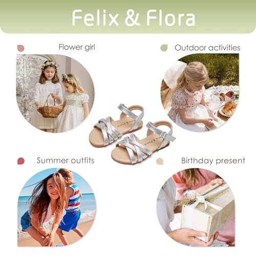 Image of Felix & Flora Toddler Girl Sandals - Little Girl Easter Dress Shoes Lightweight Open Toe Beach Holiday Flats