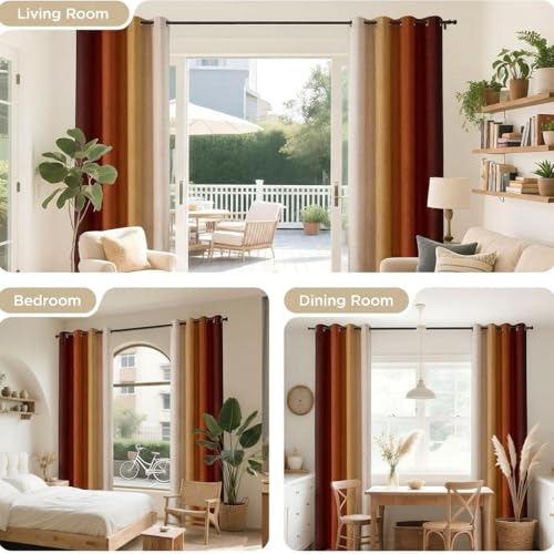 Burnt Orange Ombre Blackout Linen Curtains 84 Inches Length,2 Panels by XFLINGBAO - Used condition - Image 9