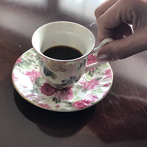 Gracie China Rose Chintz Porcelain Petite 3-Ounce Espresso/Demitasse Cup and Saucer with Gold Trim Set of 4 - Thumbnail 5