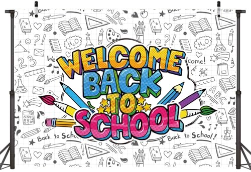 Image of LTDKAEN Welcome Back to School White Homecoming Backdrop 7×5FT