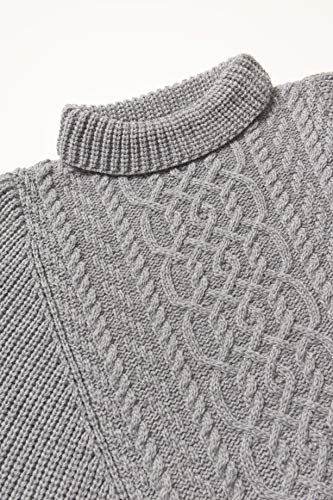 Aran Crafts Women's Irish Cable Knitted Wool Ribbed Poncho (R4906-S/M-Grey) #TOP3