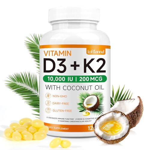 17% off - lofuanna Vitamin D3 K2 Supplement Softgels, 2 in 1 Vitamin D3 & K2 with Coconut Oil Supplement -...