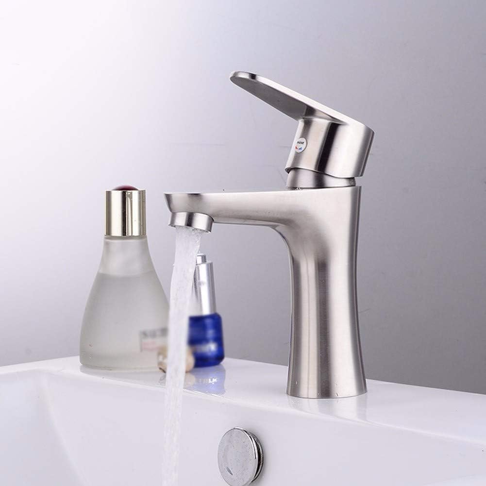 Basin Taps in Stainless Steel for Outdoor. Bathroom Mixer, Prep or Bar Faucet, Small Kitchen Sink Tap in Brushed