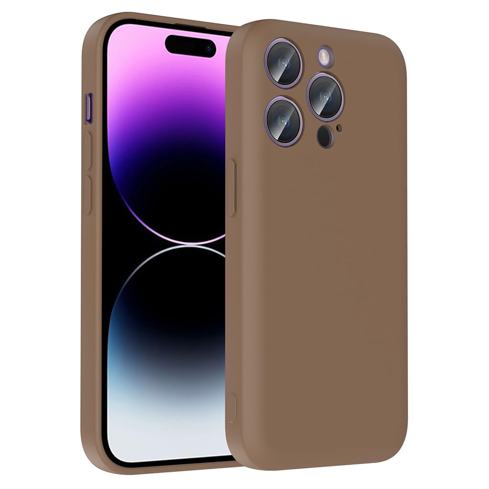 Zore Apple ile uyumlu iPhone 14 Pro Kılıf Kamera Korumalı Kartlık Hazneli Zore Vitra Kapak Kahverengi