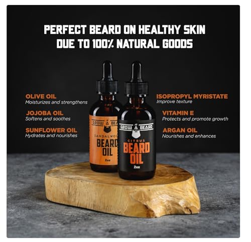 Beard Oil For Men, Beard Growth Oil, Beard Care, Best Beard Oil, All Natural, Sandalwood & Citrus Scent, Mens Gifts (2 Pack Of 2 oz) - Image 4