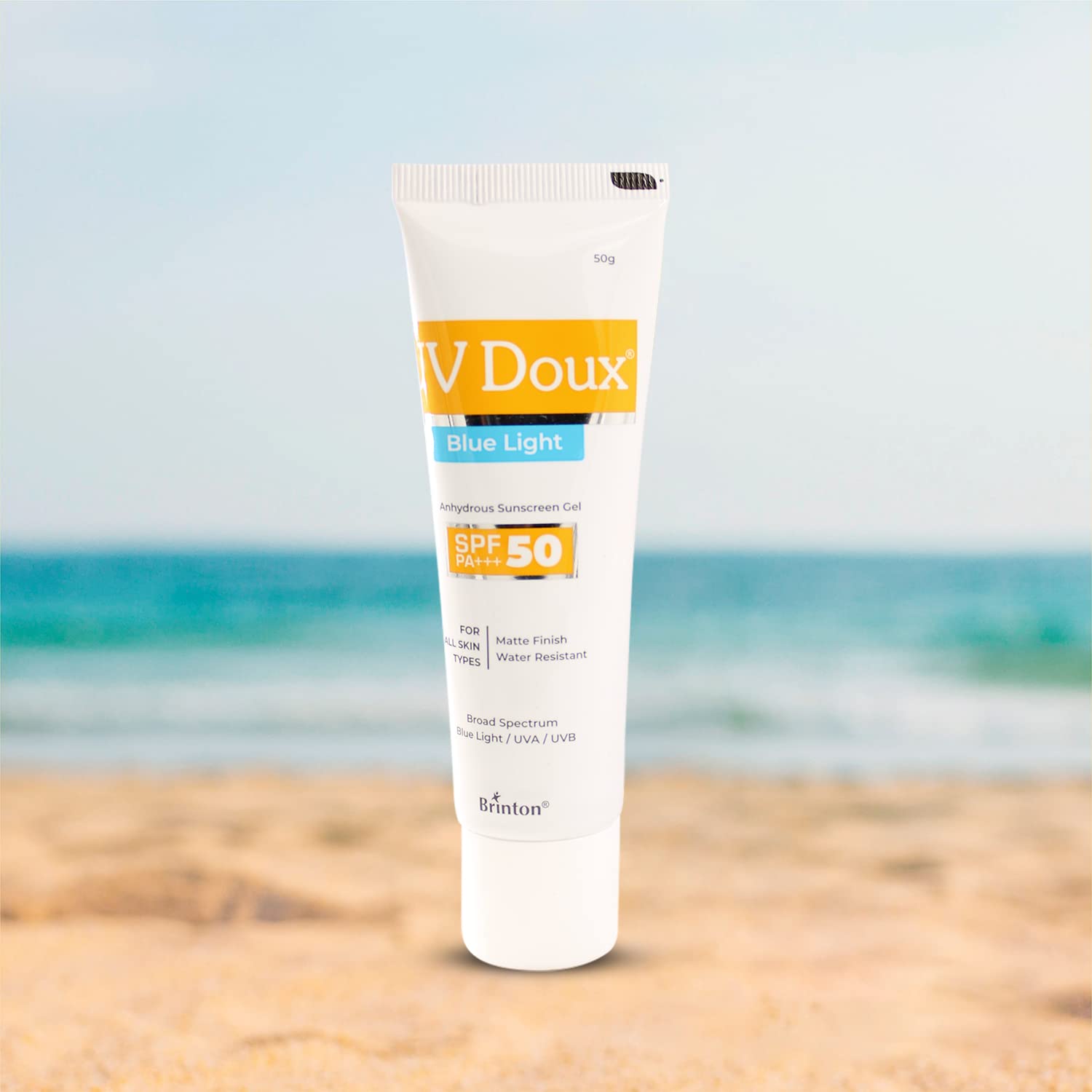 Brinton UV Doux Blue Sunscreen Gel SPF 50 pa+++ UVA/UVB, 50 gm Amazon